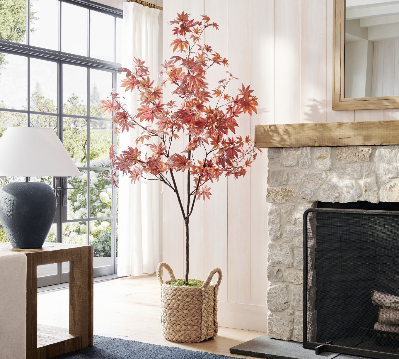 Faux Potted Turning Maple Leaf Tree
